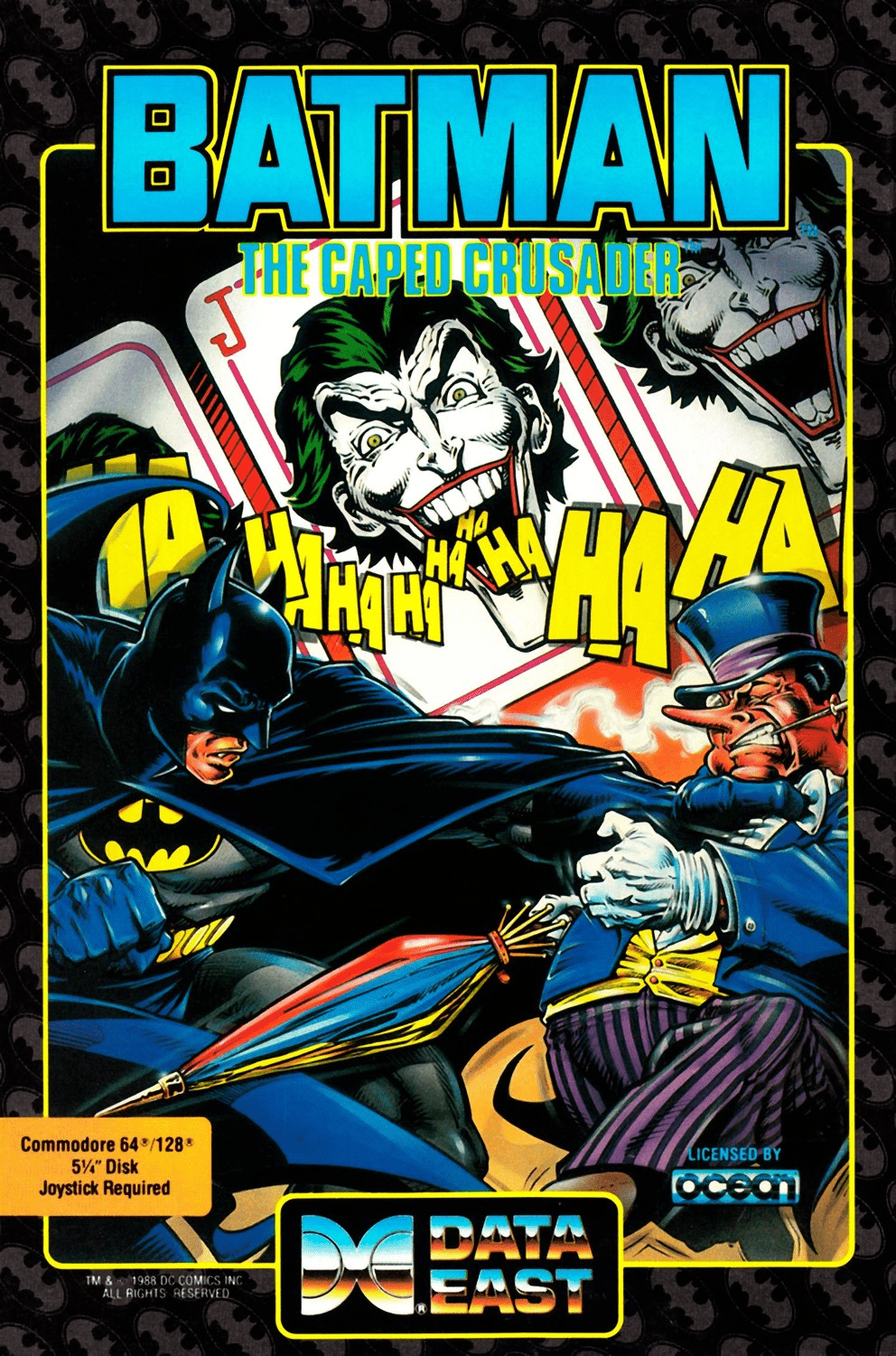 Batman the Caped Crusader box art for Commodore 64